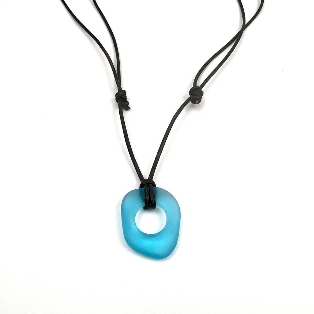 Womens Jackie Gallagher Necklace adjustable leather. -  Cultured Glass Circle